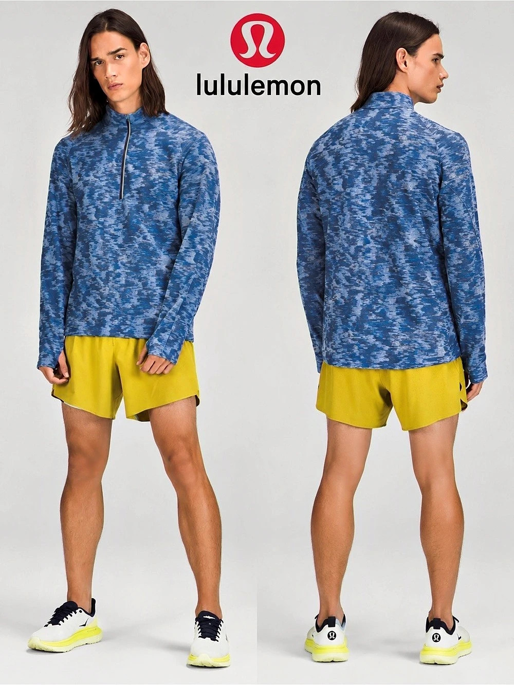lululemon Surge Warm Half-Zip Men's Blue Abstract Pullover Size Medium